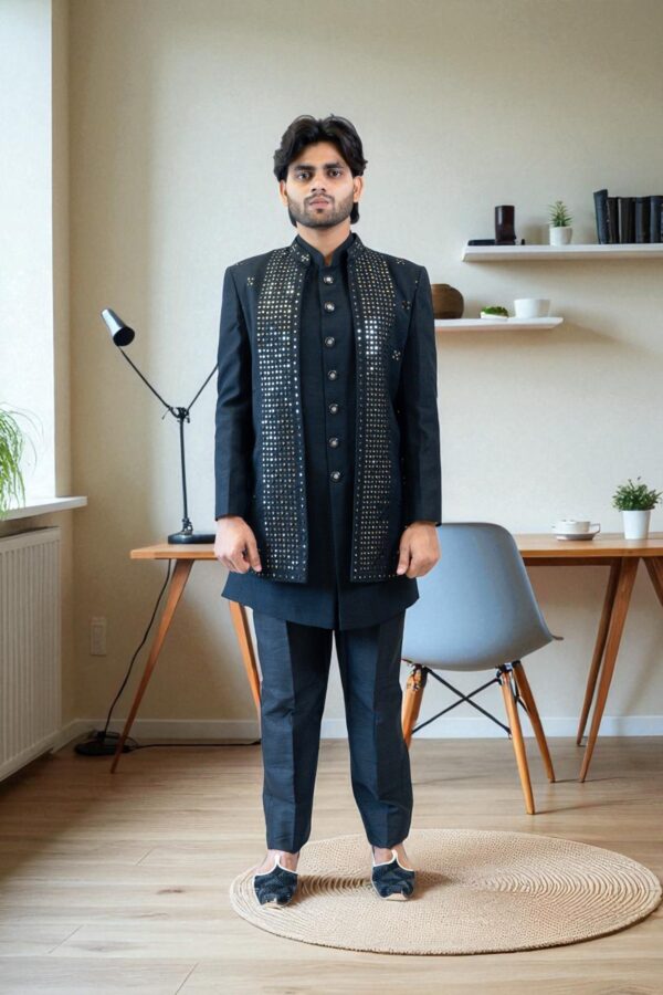 Black Indo Western with Miler Work – Party Wear & Stylish Design - Image 3