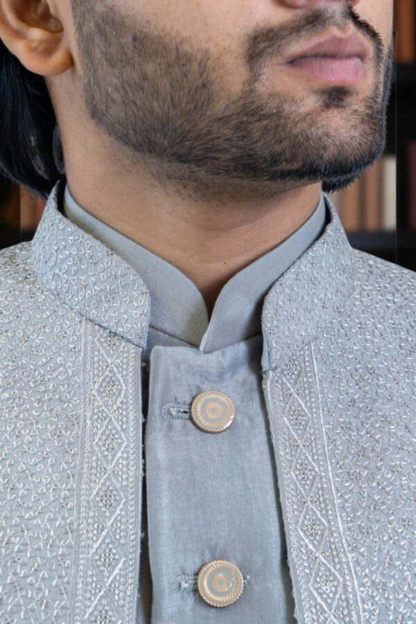 Men’s Grey Indo Western Suit - Image 4