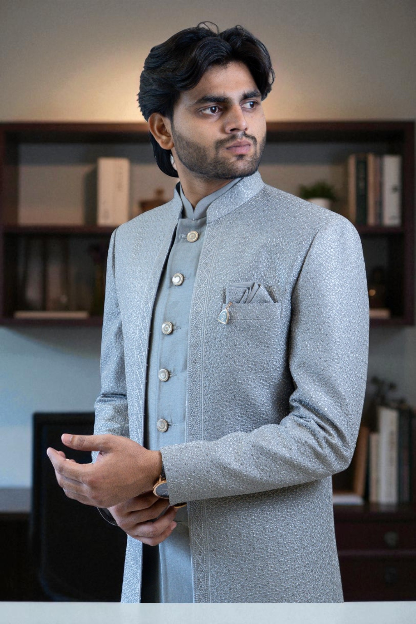 Men’s Grey Indo Western Suit