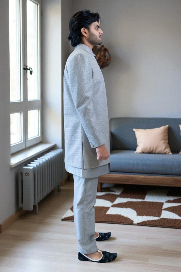 Men’s Grey Indo Western Suit - Image 6