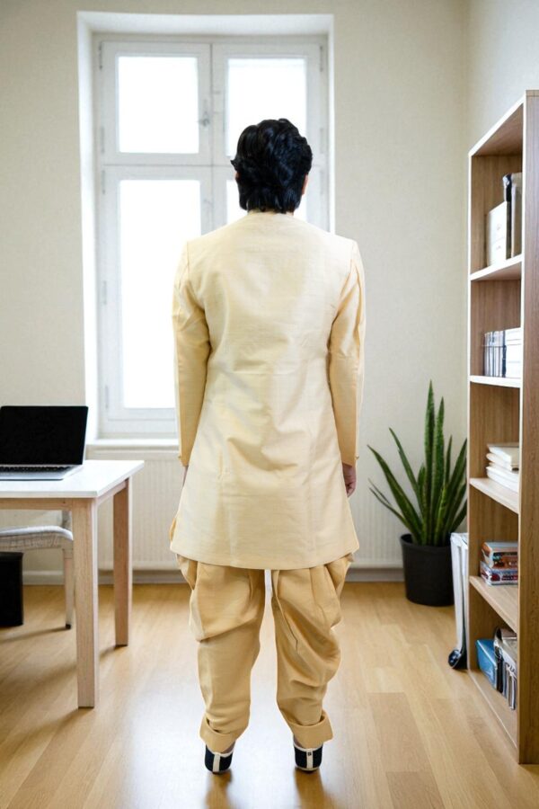 Golden Color Indo Western Suit for Men – Stylish Party & Wedding Wear - Image 3