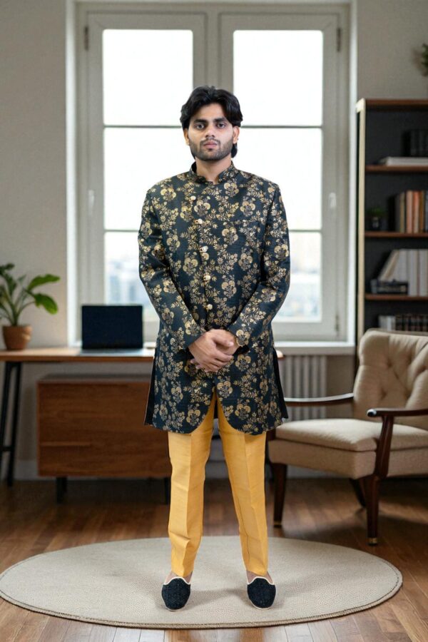 Golden Printed Indo Western – Elegant Party & Occasion Wear - Image 5