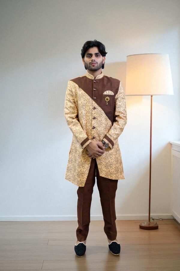Golden Indo Western Suit for Men – Party Wear & Stylish Occasion Outfit - Image 3