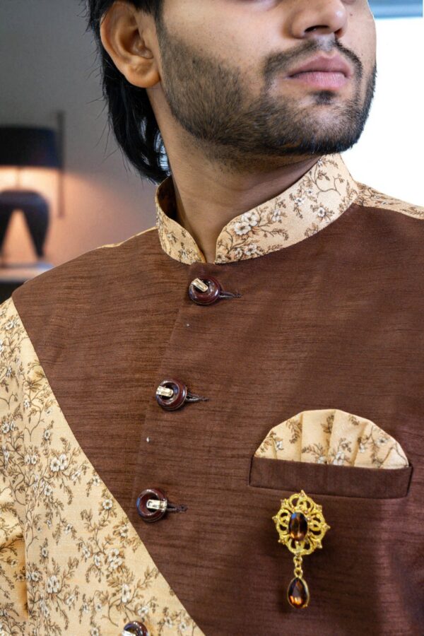 Golden Indo Western Suit for Men – Party Wear & Stylish Occasion Outfit - Image 4