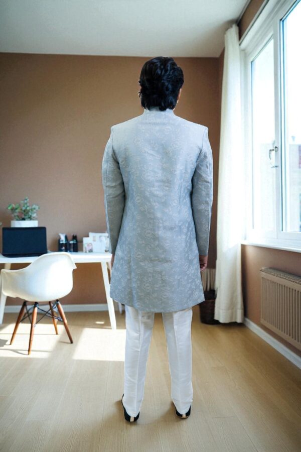 Sky Blue Indo Western Suit for Men – Stylish Party & Occasion Wear - Image 6