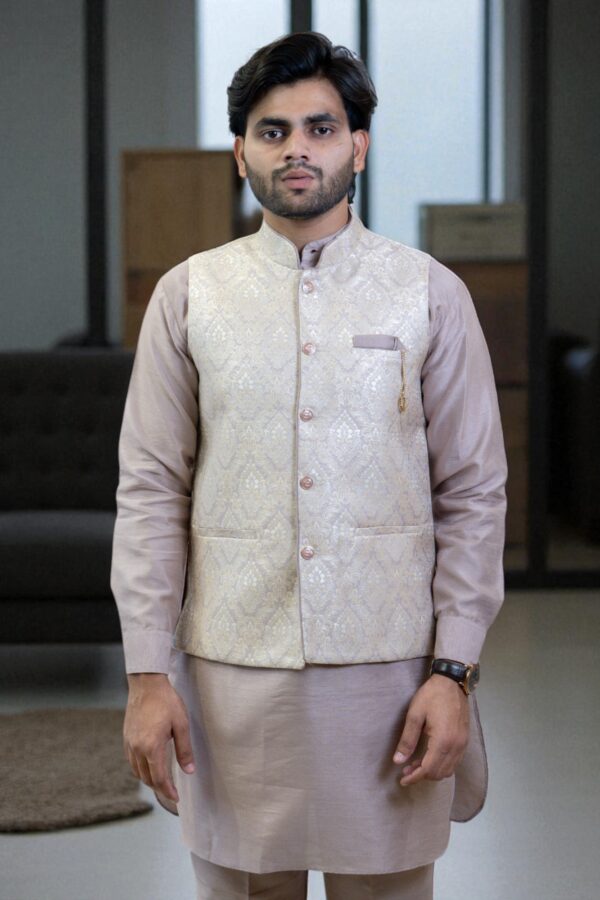 Lavender Silk Rayon Ethnic Wear Kurta Jacket – Festival & Occasion Wear - Image 3
