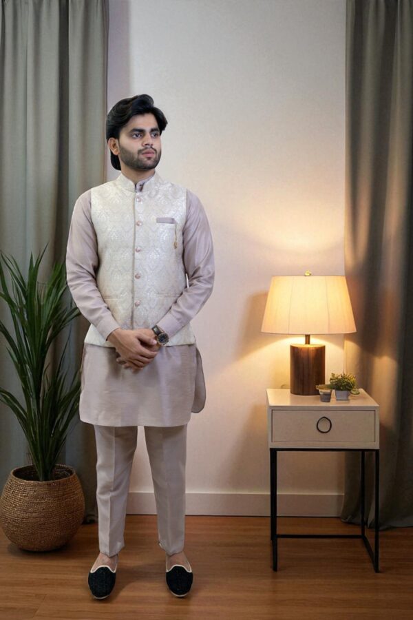 Lavender Silk Rayon Ethnic Wear Kurta Jacket – Festival & Occasion Wear - Image 2