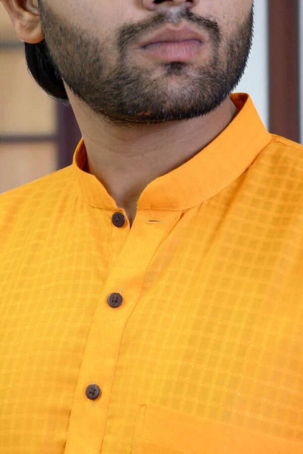 Yellow Cotton Kurta Pajama – Daily Wear - Image 4