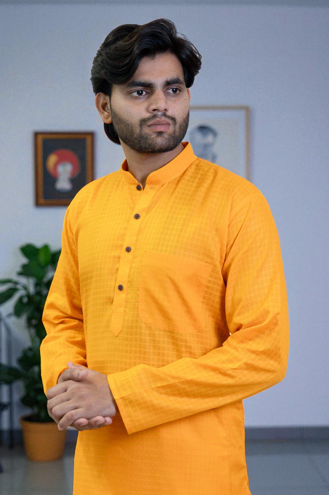 Yellow Cotton Kurta Pajama – Daily Wear