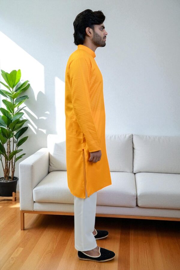 Yellow Cotton Kurta Pajama – Daily Wear - Image 5
