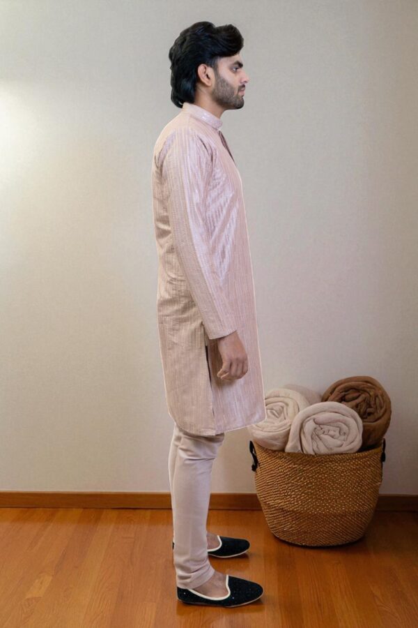 Blush Pink Rayon Silk Kurta for Men - Image 6