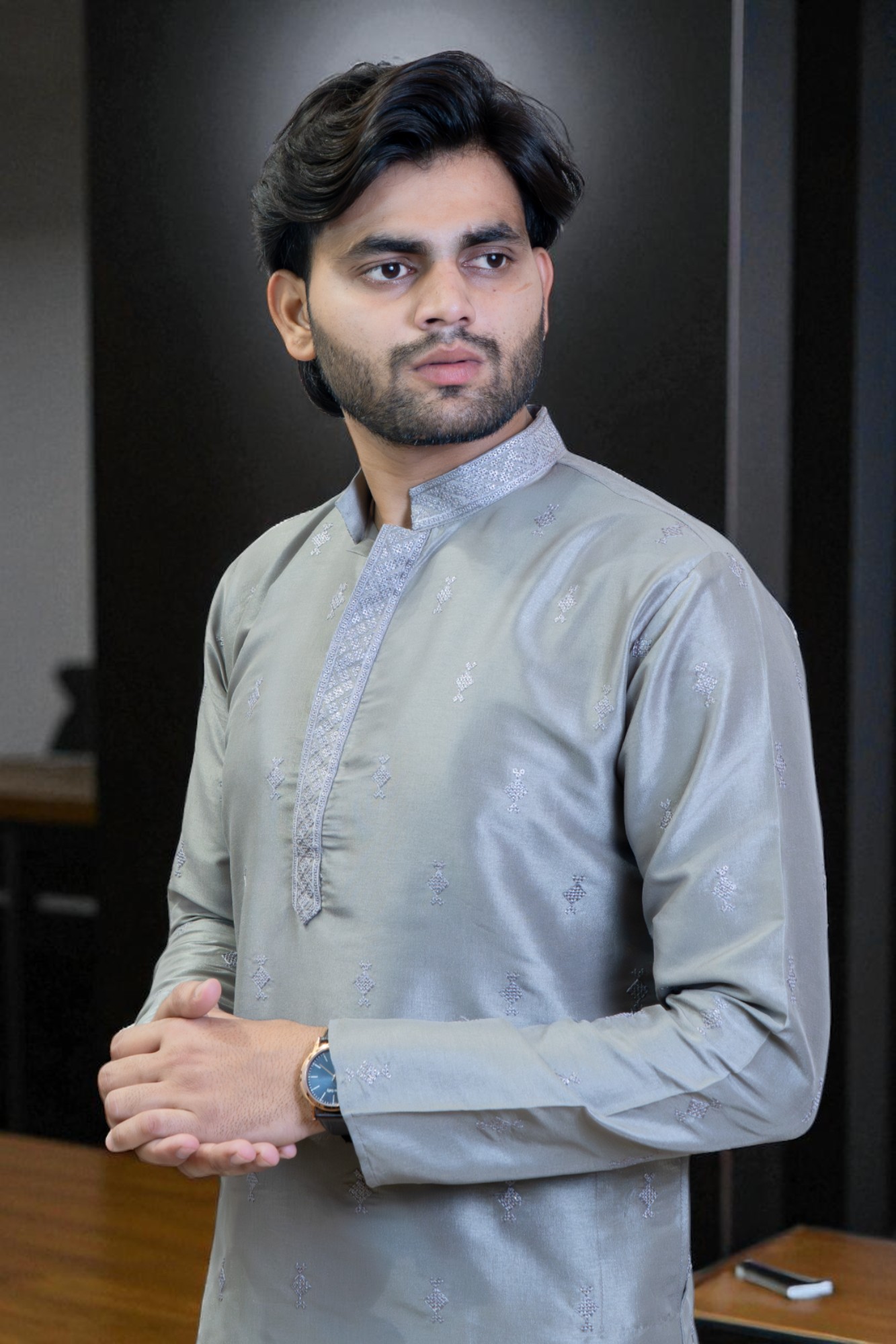 Light Grey Silk Kurta Pajama – Perfect for Summer Festivals