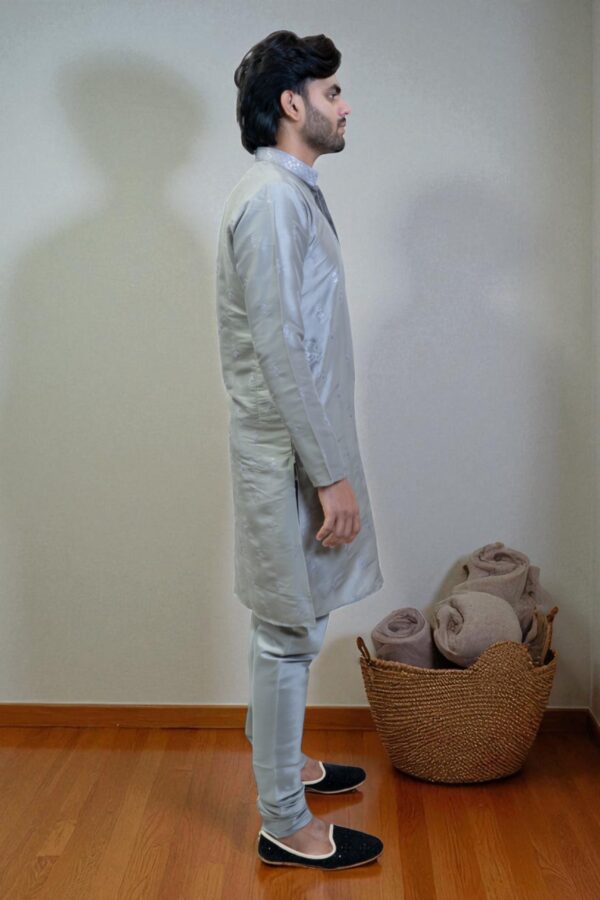 Light Grey Silk Kurta Pajama – Perfect for Summer Festivals - Image 4