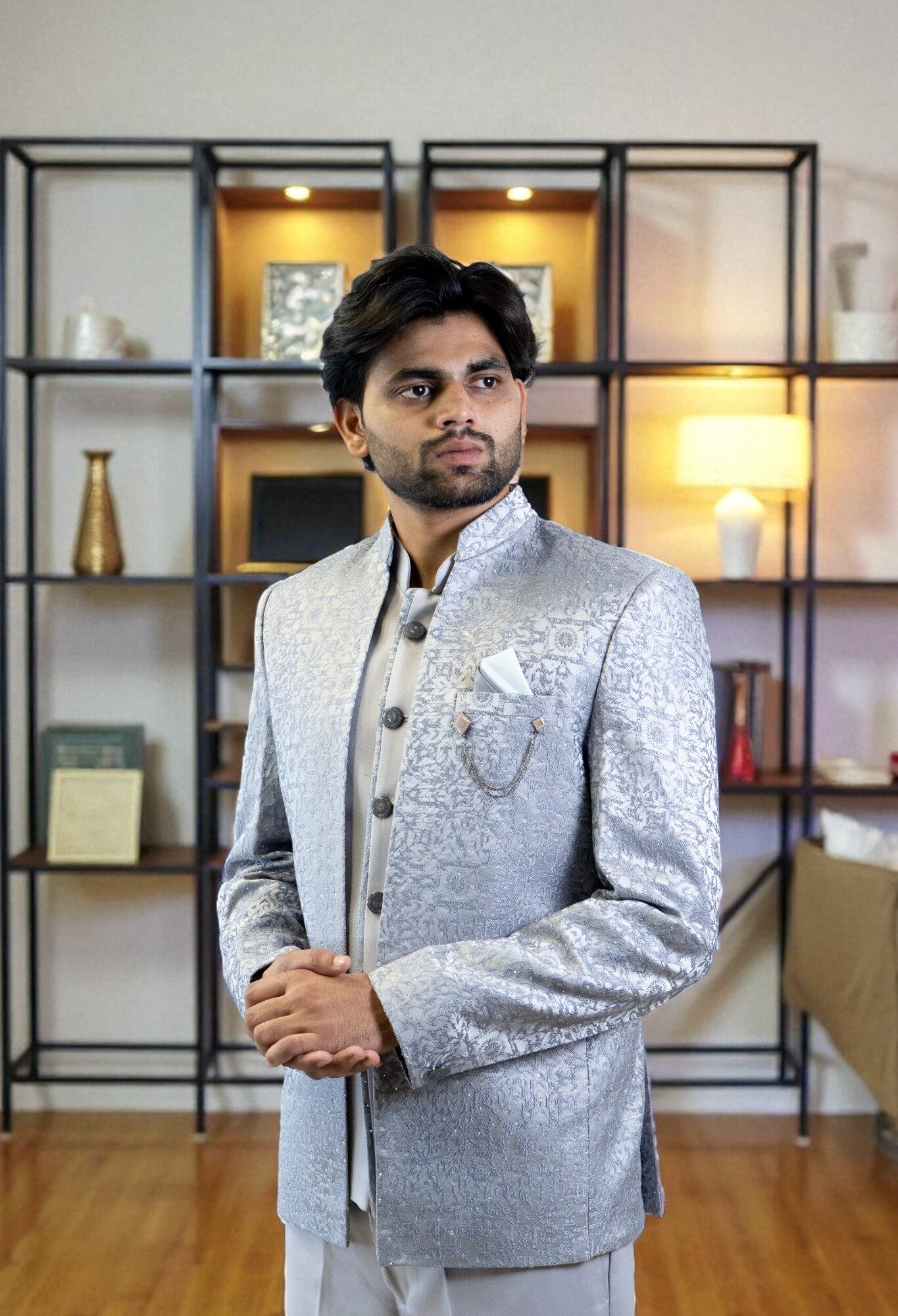 Grey Jodhpuri Suit – Multi-Design Thread Work