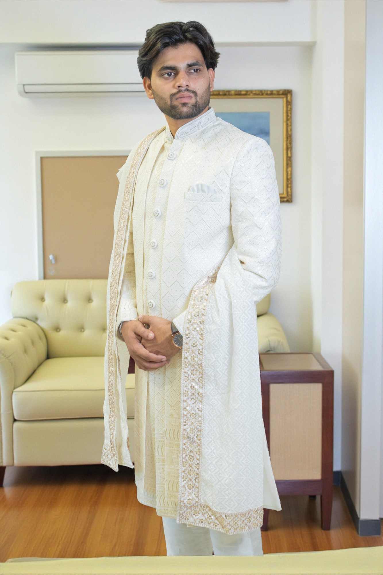 Sherwani for Men with Classic Thread Design