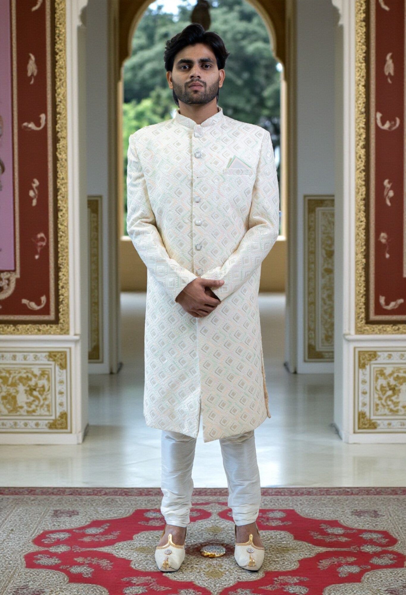 Multi-Color Sherwani for Men with Thread and Embroidery