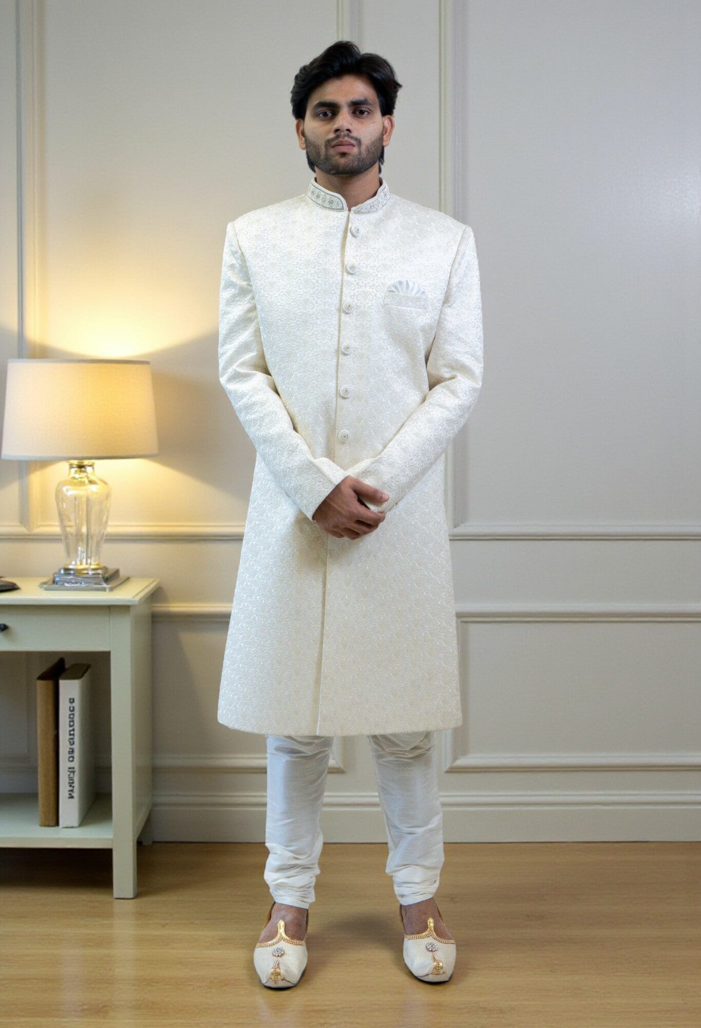 Floral Sequined Sherwani Set for Men
