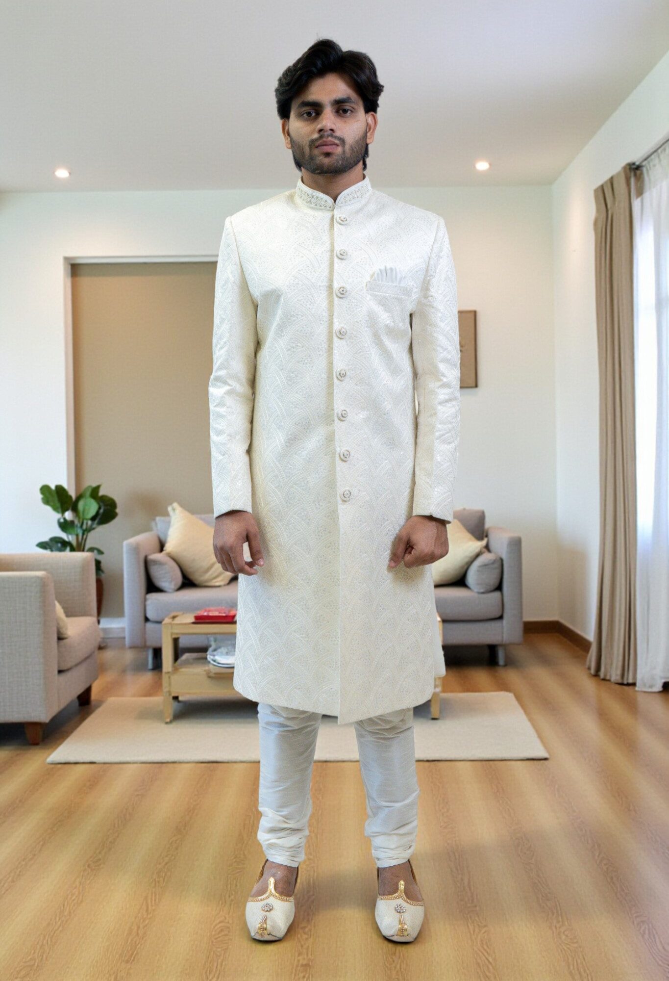 Royal Designer Sherwani with Thread Embroidery