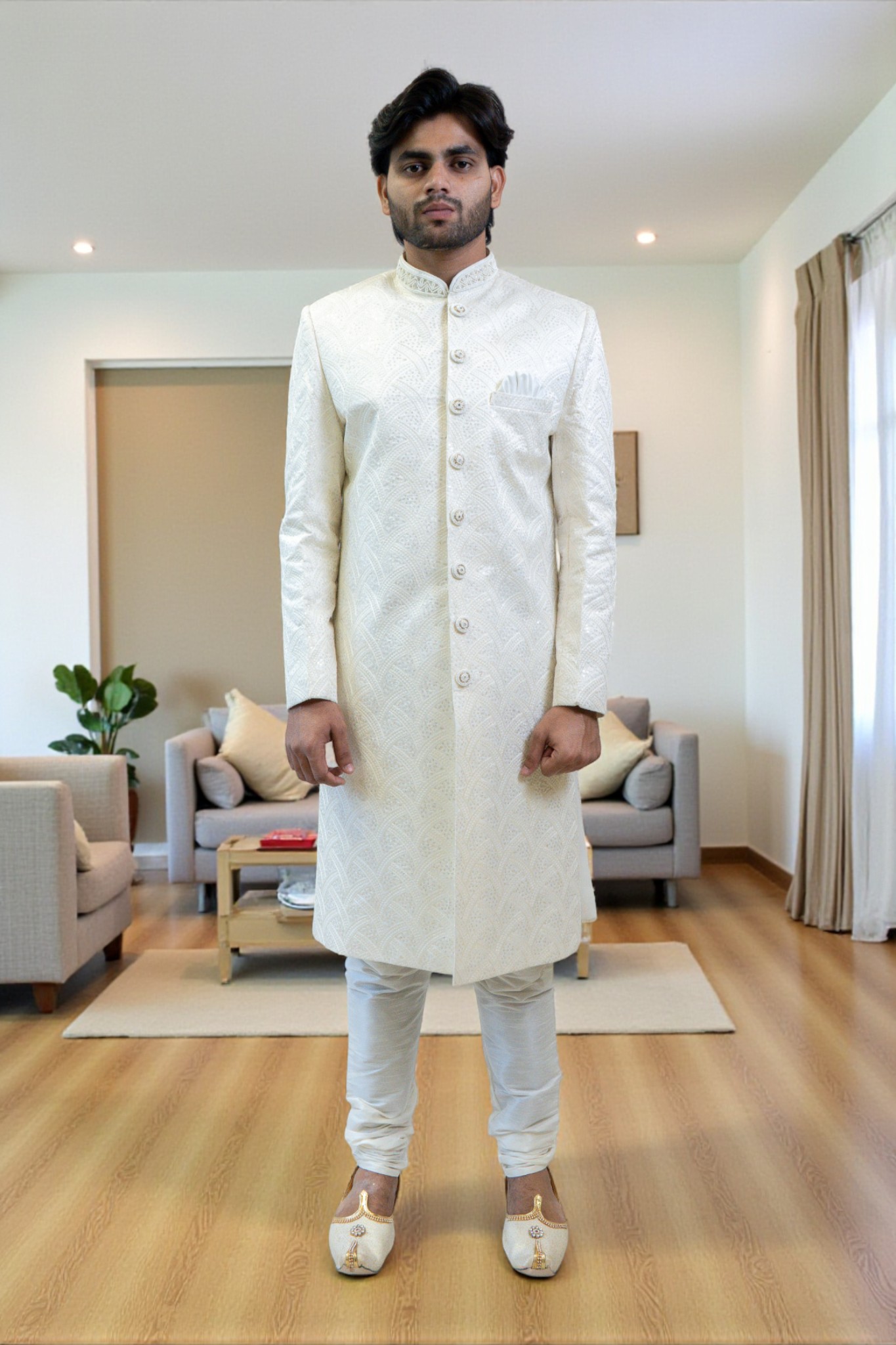 Royal Designer Sherwani with Thread Embroidery