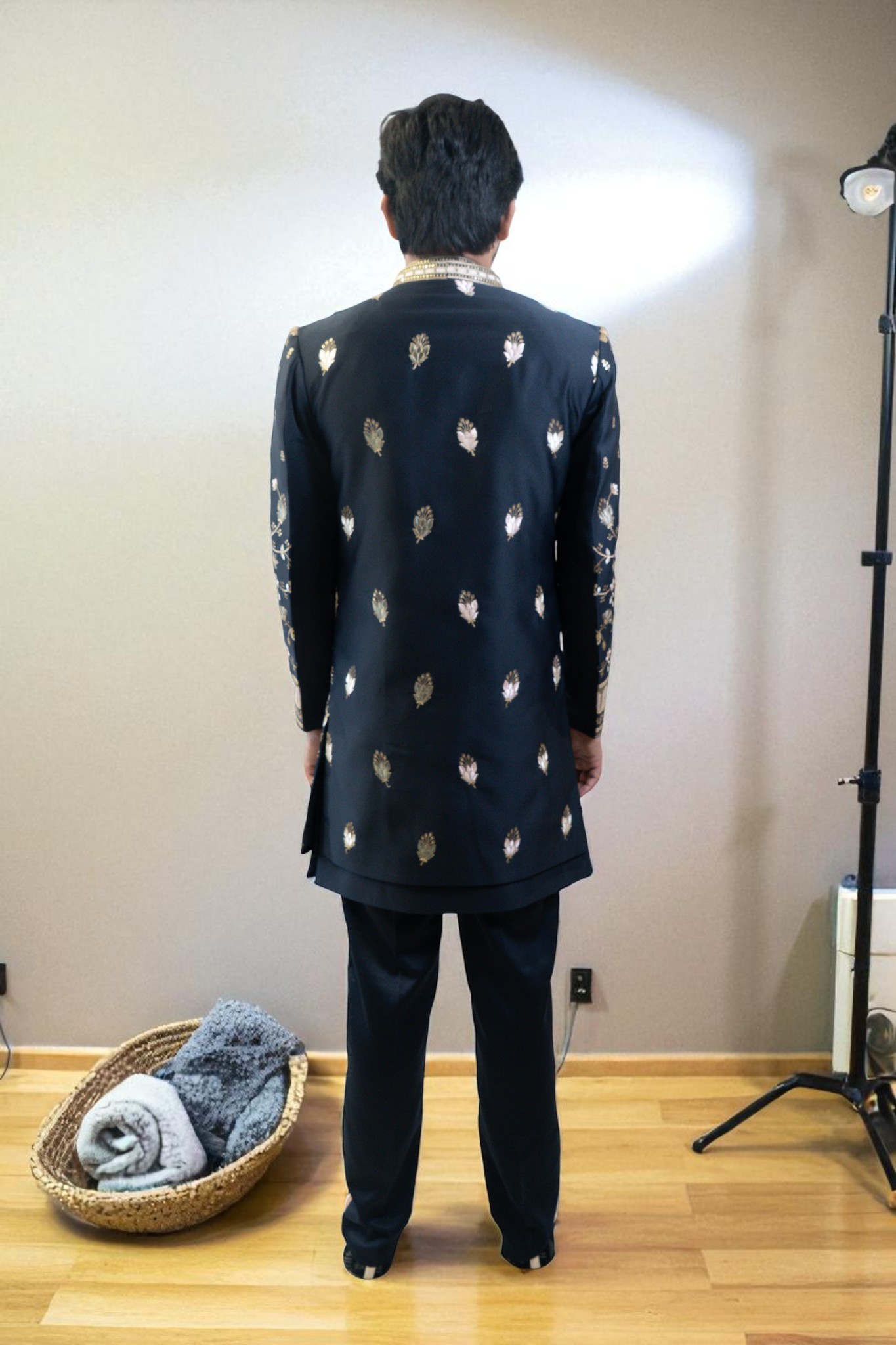 Multicolor Indo Western Suit for Men – Ambani Wedding Style, Floral Embroidery & Sharq Design - Image 6