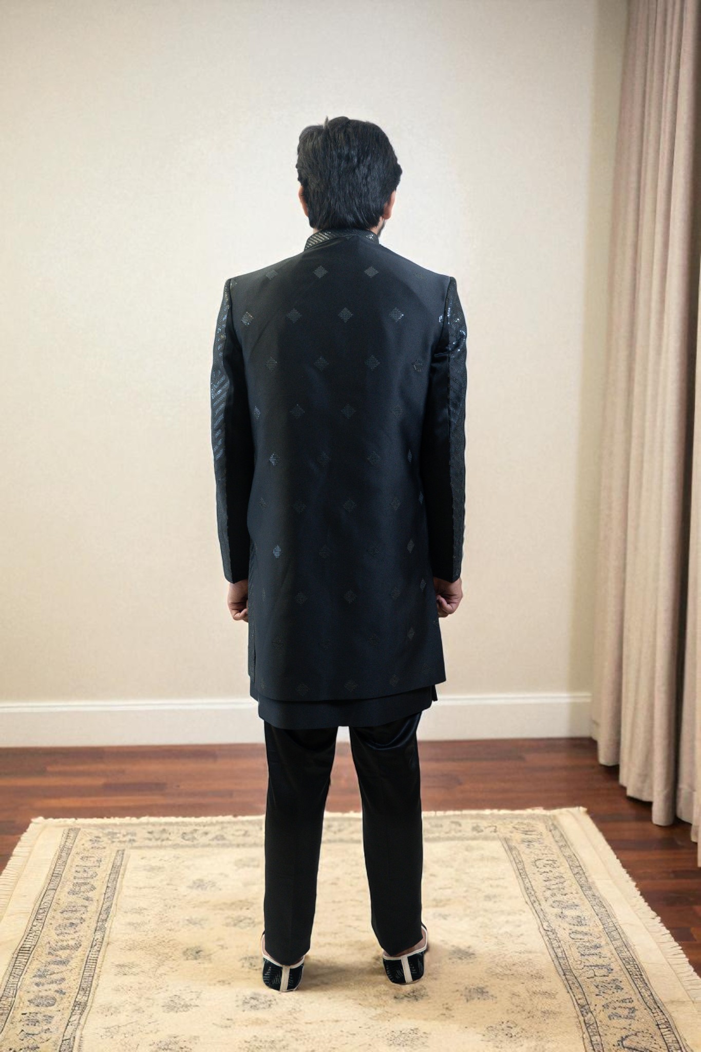 Black Indo Western Suit for Men – Full Heavy Sequin Work - Image 6