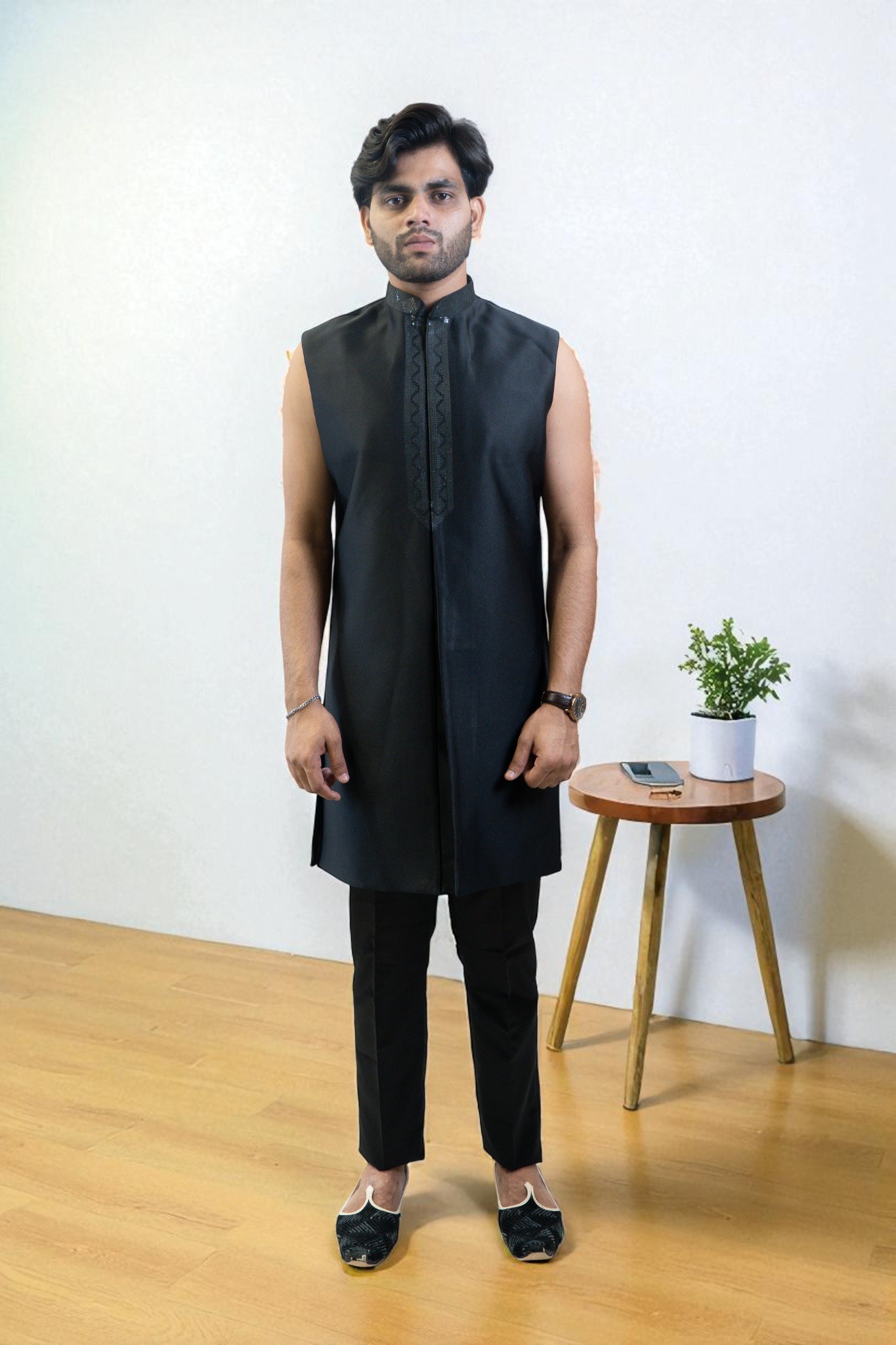 Black Indo Western Suit for Men – Full Heavy Sequin Work - Image 3