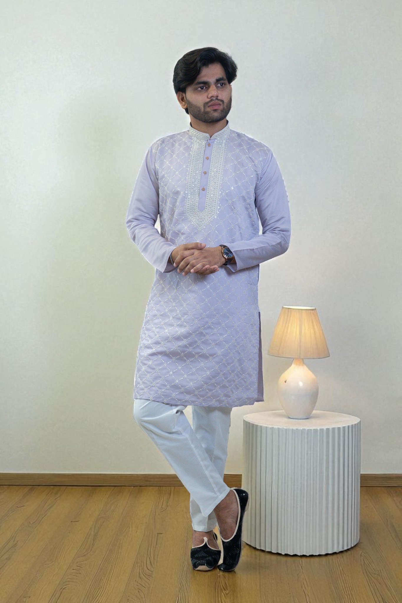 Lavender Kurta Pajama for Men - Image 3
