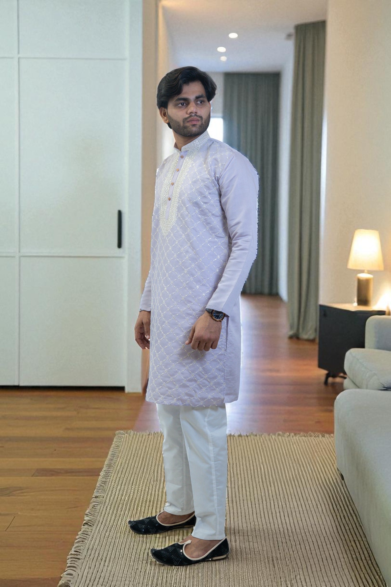 Lavender Kurta Pajama for Men - Image 2