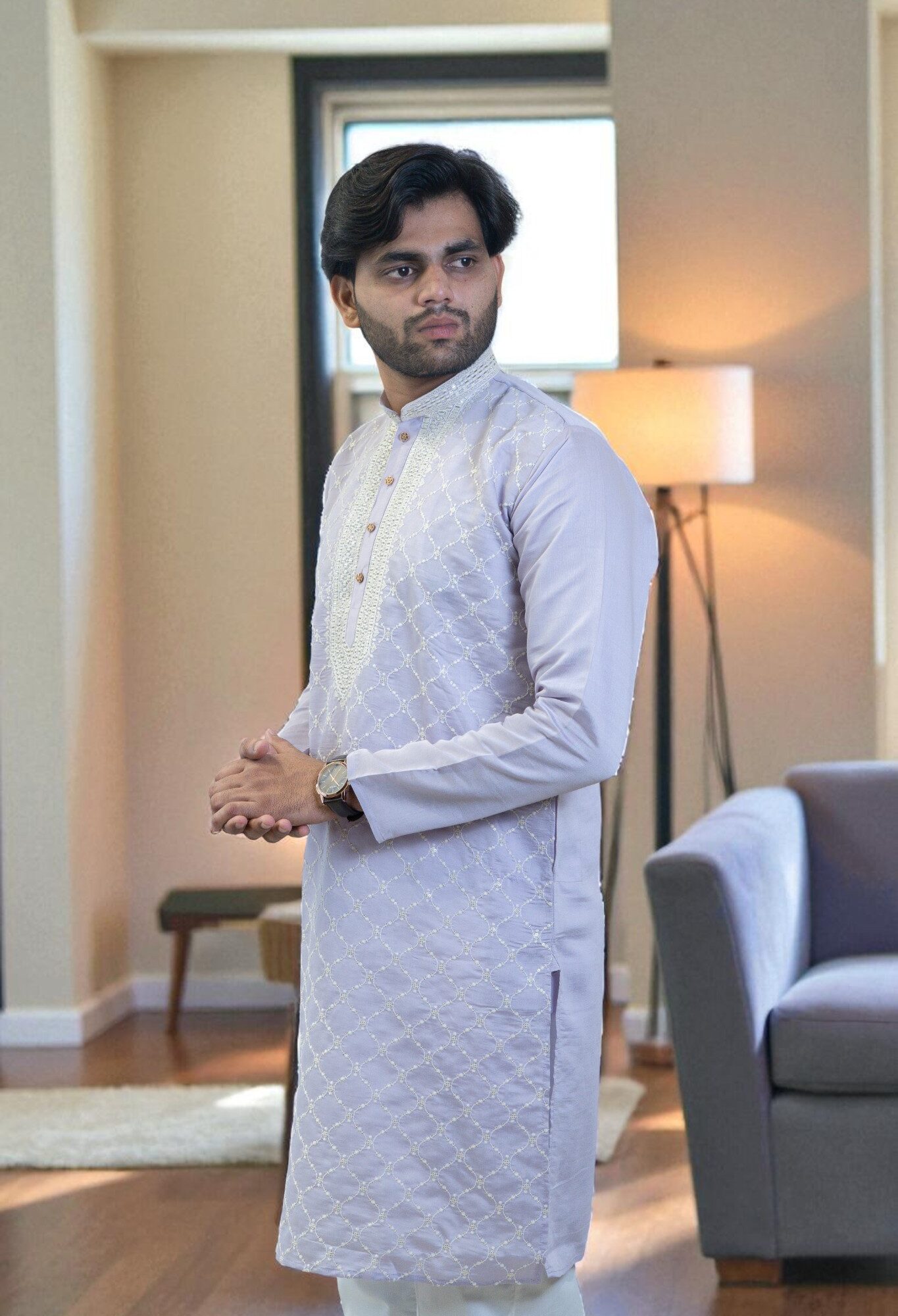 Lavender Kurta Pajama for Men