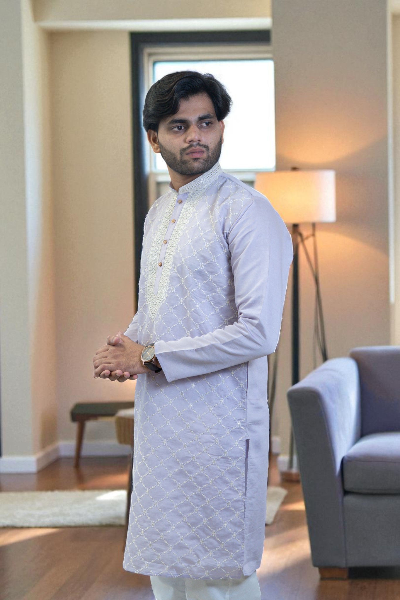 Lavender Kurta Pajama for Men