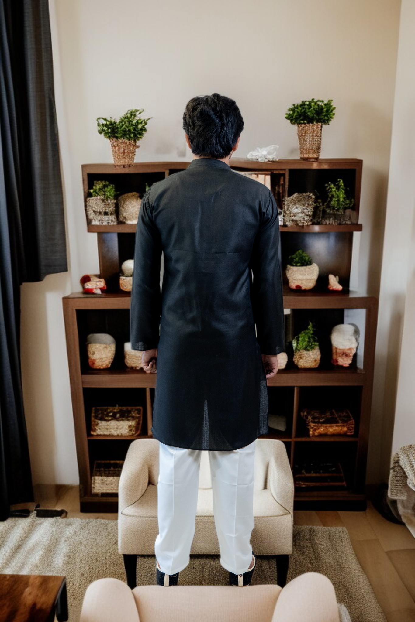 Black Kurta with White Pajama for Men - Image 6
