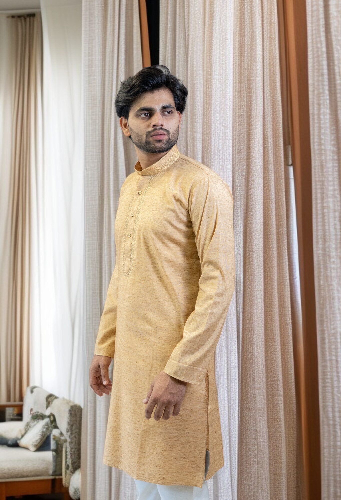 Dark Gold Kurta Pajama for Men