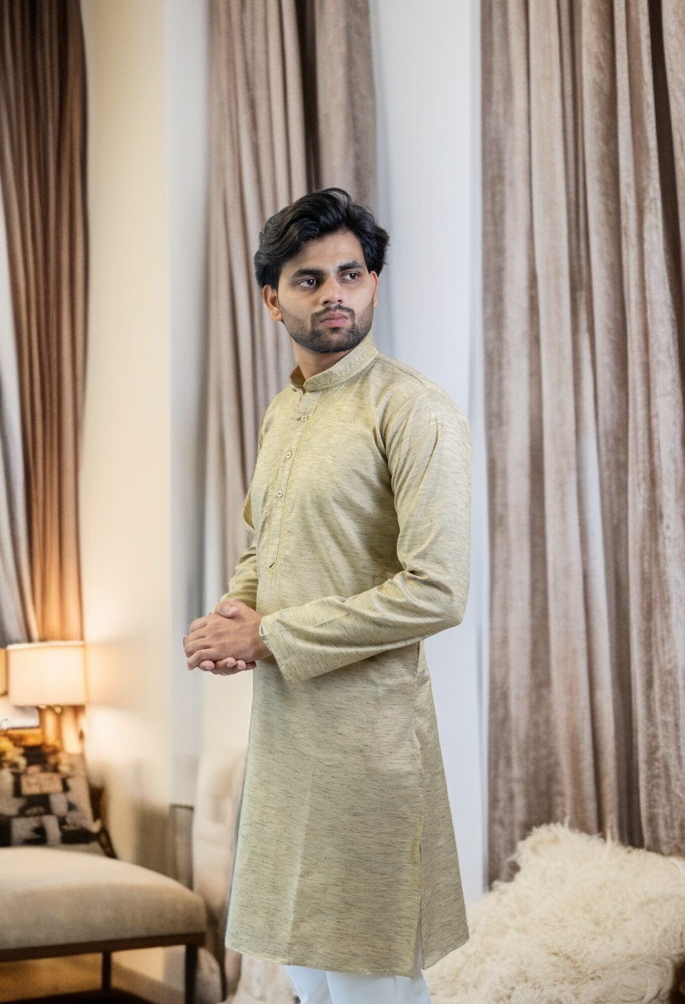 Mehandi Color Kurta Pajama for Men