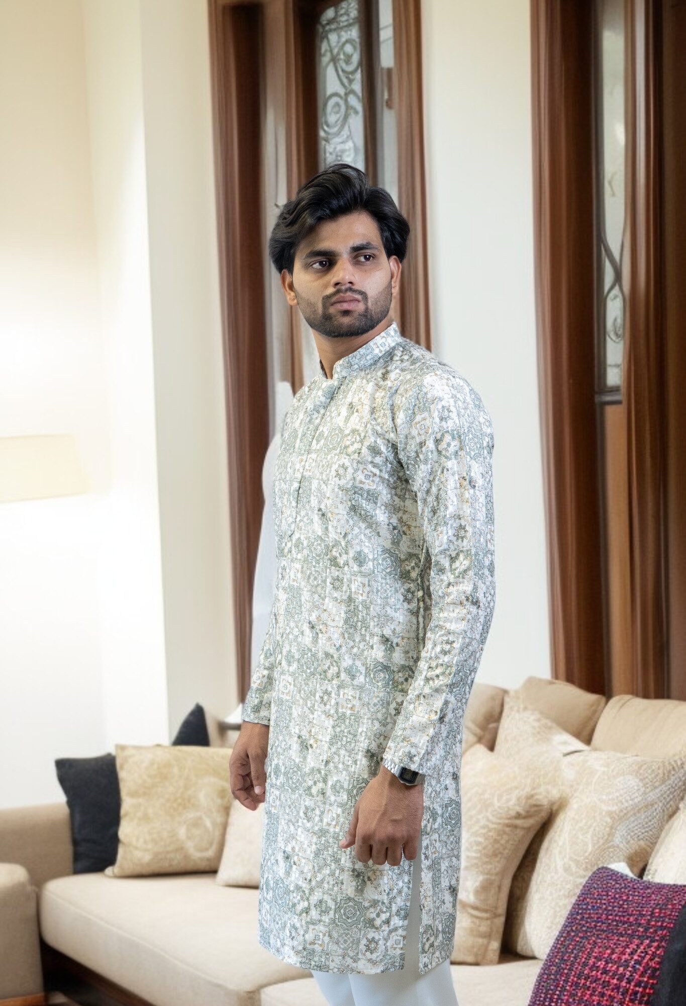 Printed Kurta with Pajama for Men