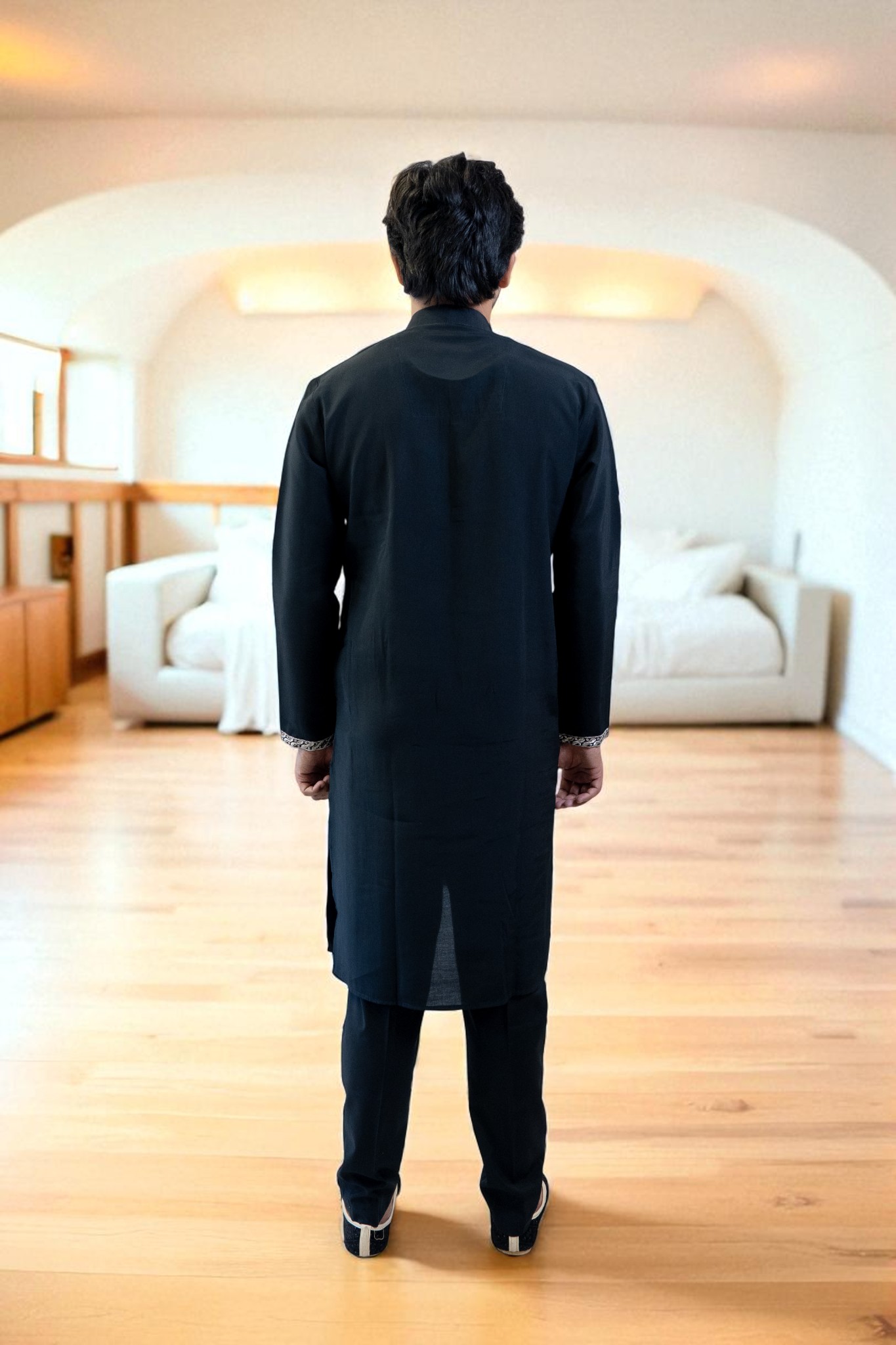 Black Kurta Pajama Set with Dupatta – Silver Gala Embroidery - Image 5