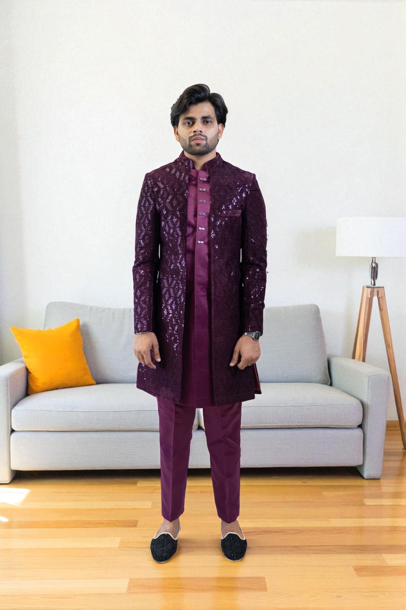 Wine Indo-Western Suit – Stylish Party Wear - Image 2