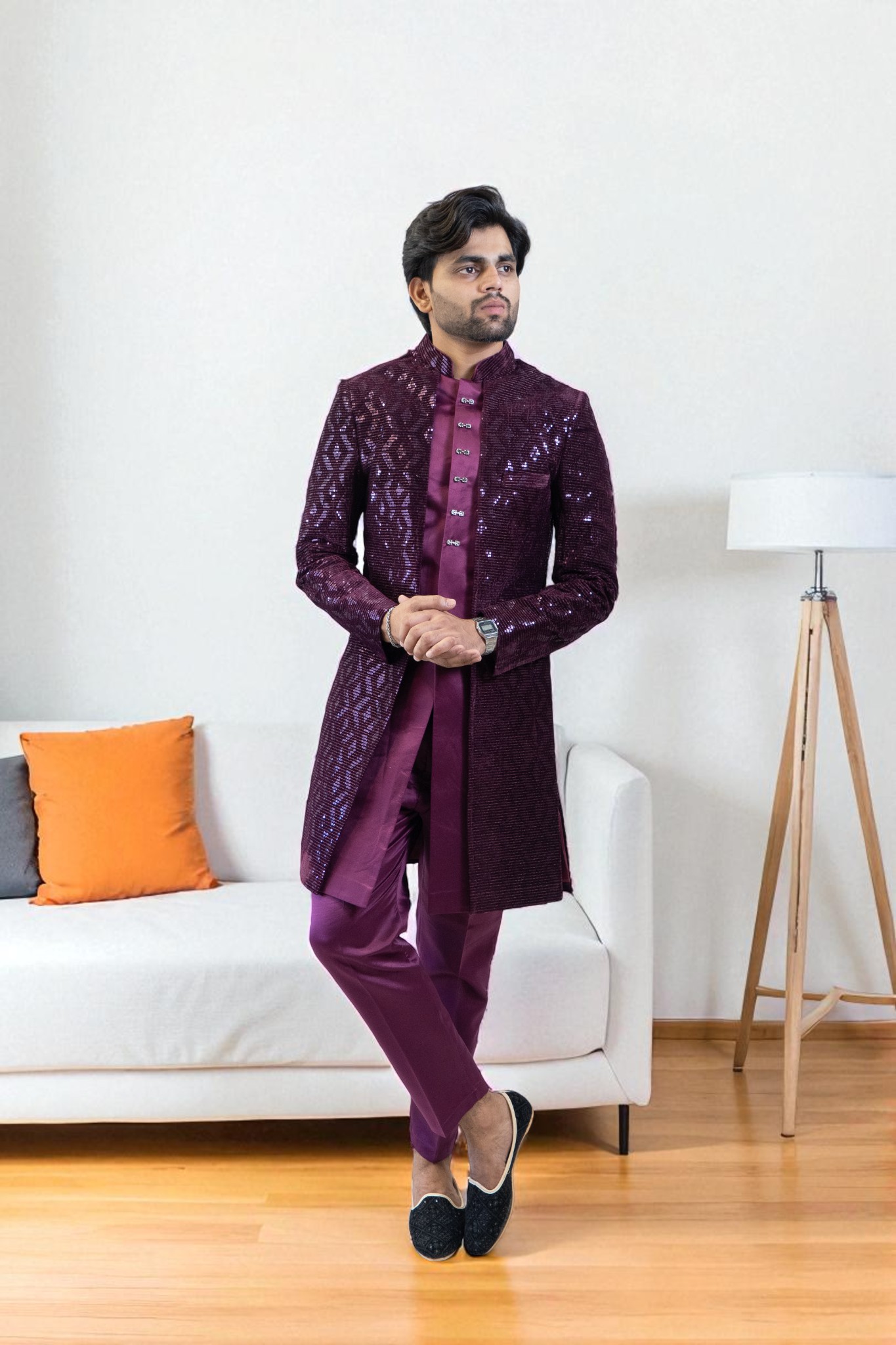 Wine Indo-Western Suit – Stylish Party Wear - Image 4