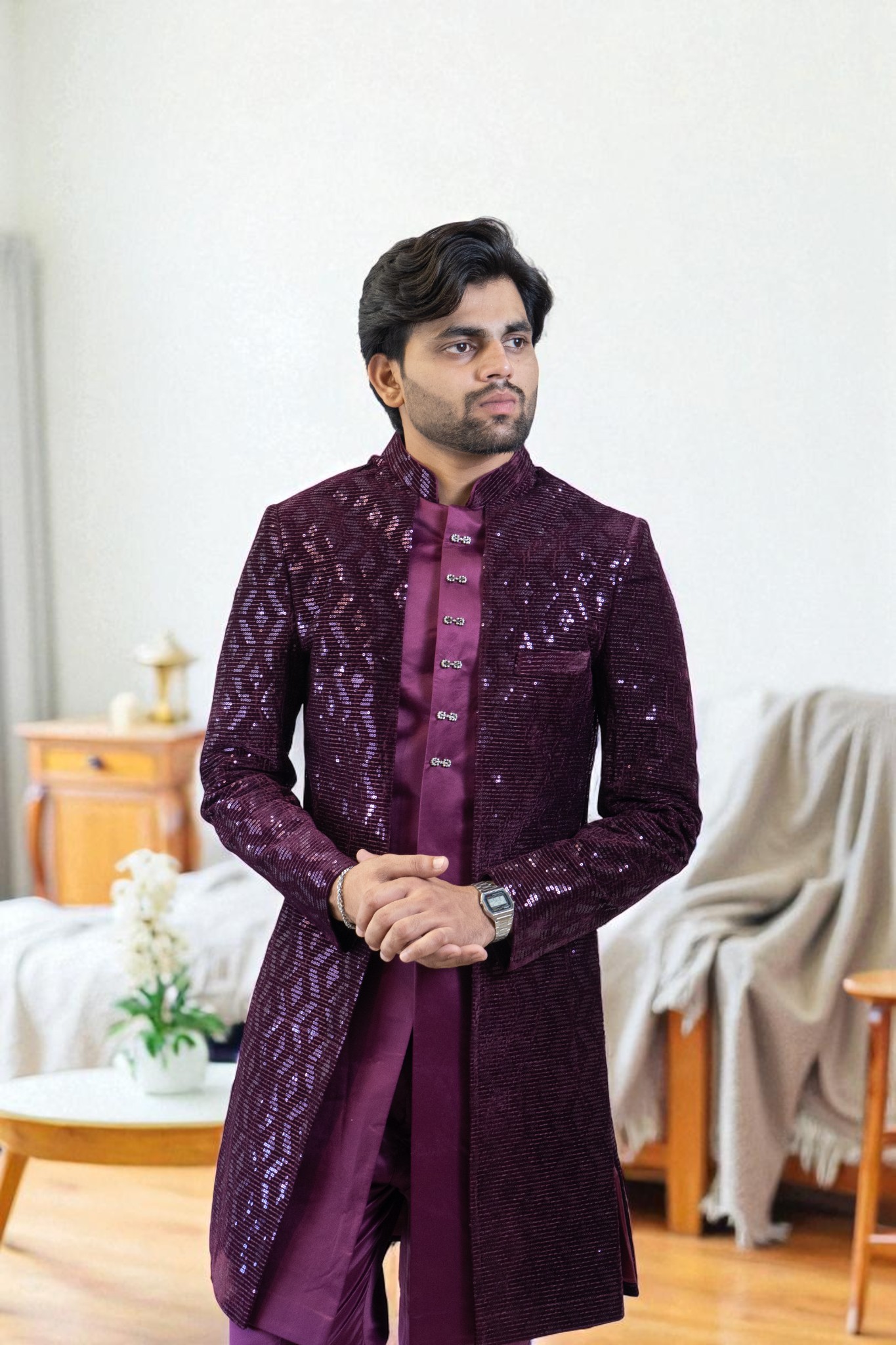 Wine Indo-Western Suit – Stylish Party Wear
