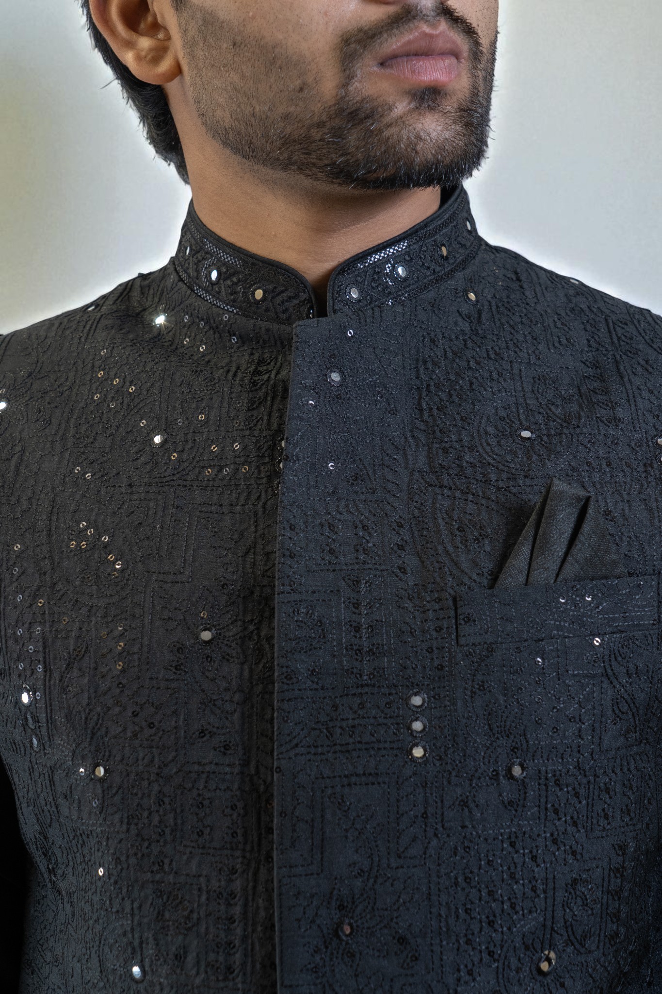 Black Kurta Jacket Set (Cotton Rayon Fabric with Matching Pant) - Image 2