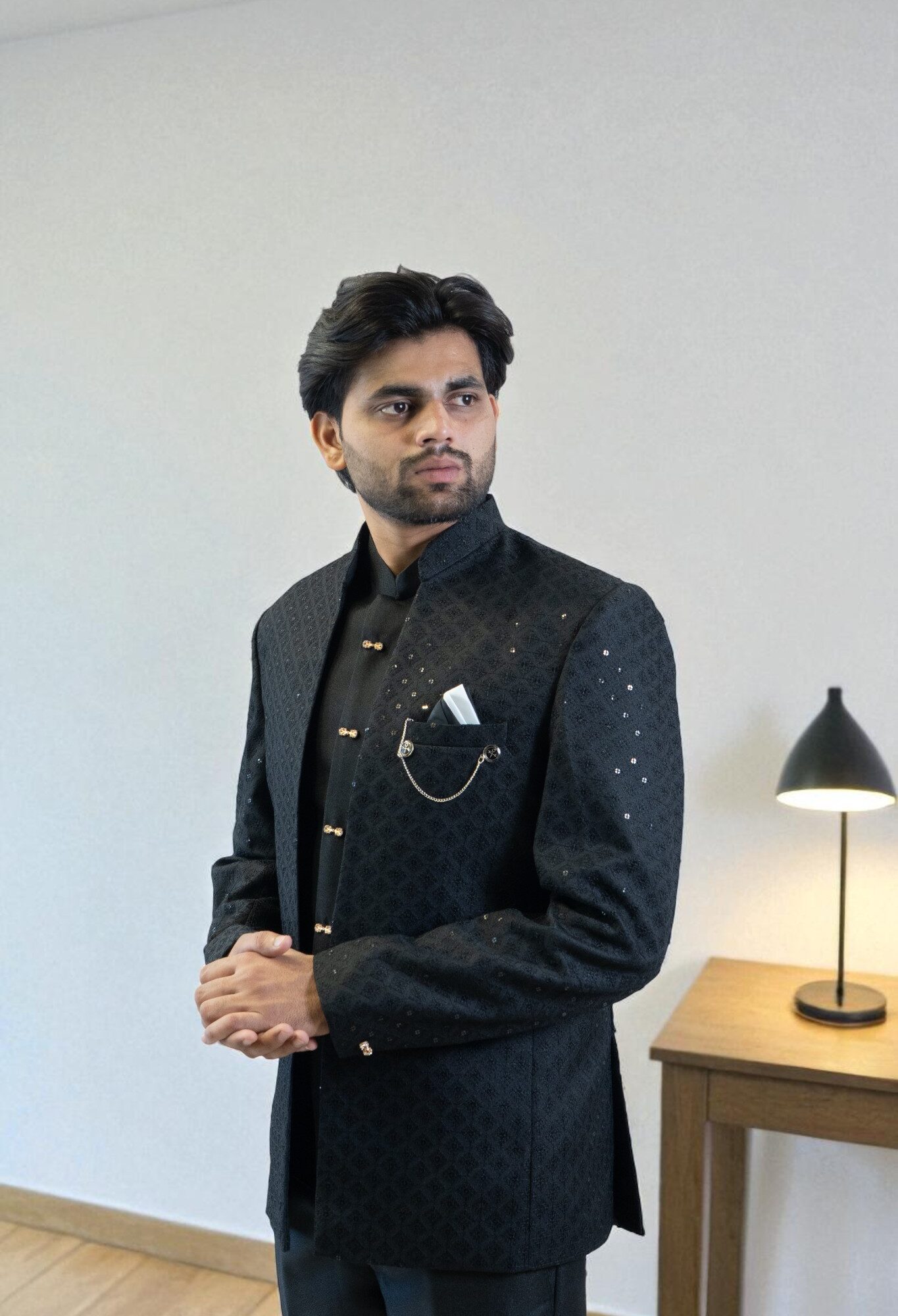 Black Jodhpuri Suit – Sequin Design & Comfortable Fit