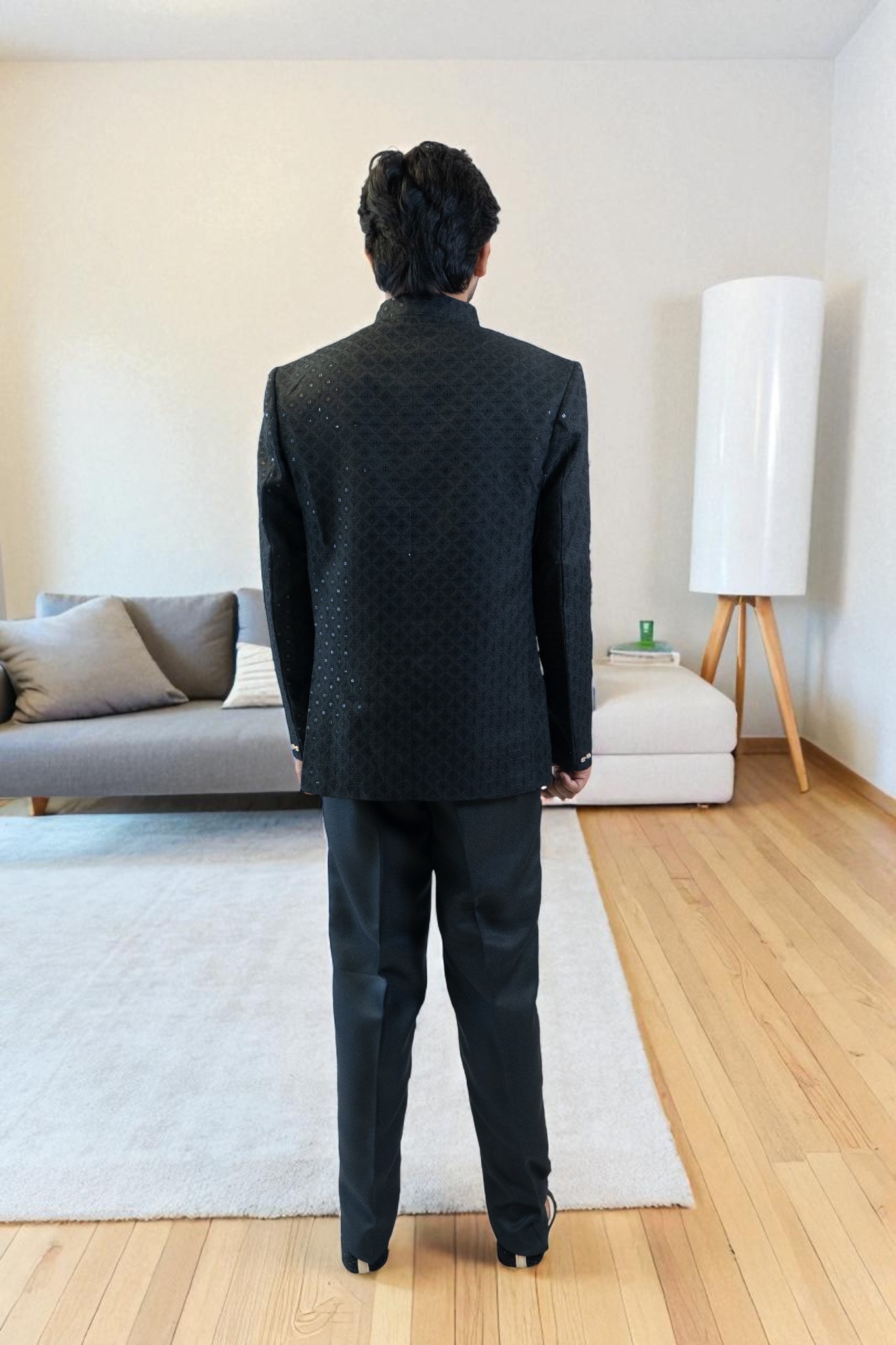 Black Jodhpuri Suit – Sequin Design & Comfortable Fit - Image 6