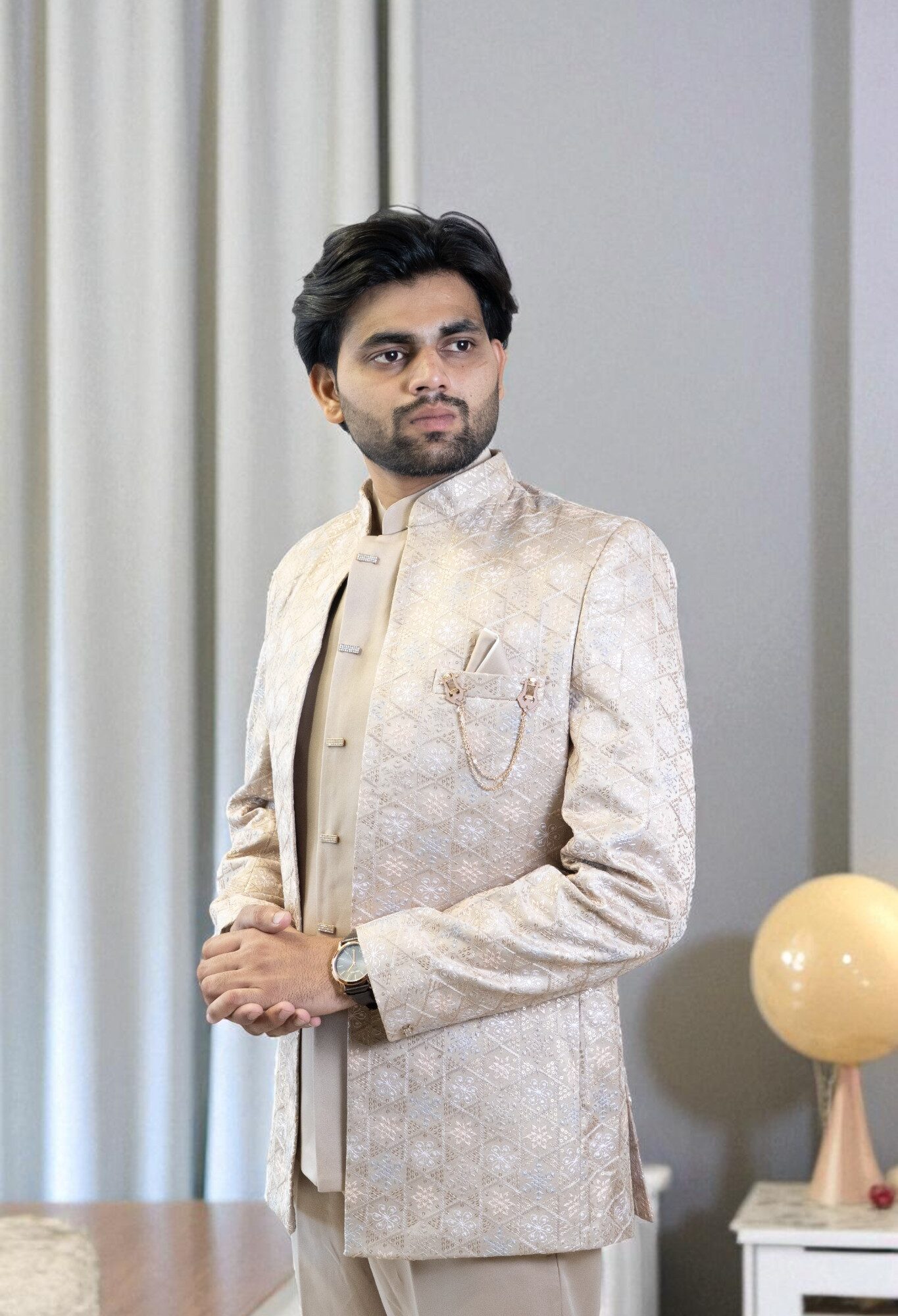 Cream Jodhpuri Suit – Sequin Design